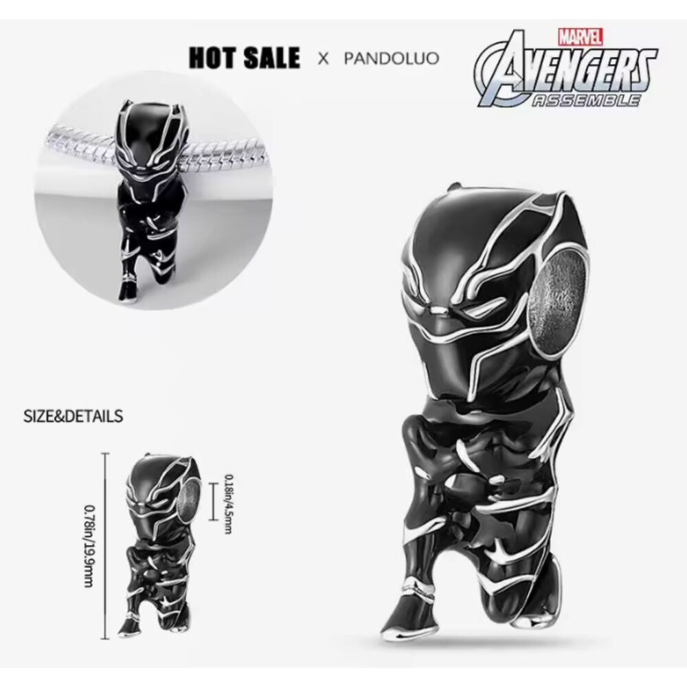 NWOT Black Panther Marvel Avengers Disney x Pandora FIT Silver Charm